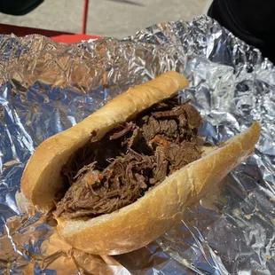 1/2 brisket and cheese sandwich