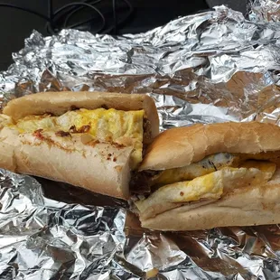 Steak, egg, and cheese breakfast sammie...Sammie... a foot long for $7 !