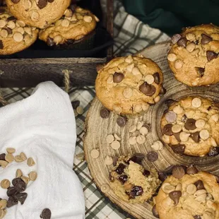 chocolate chip cookies on a table