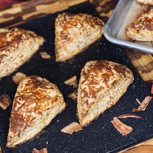 four scones on a baking tray