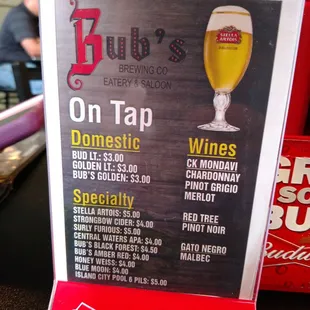 Not really a brewery since they do not Brew any beers here.  Should be Bub's Tap House.