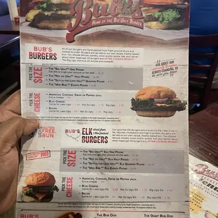 menu, burgers