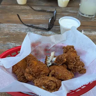 The six wing order that's actually three wings cut into 2 pieces.
