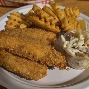 Three piece panko breaded haddock