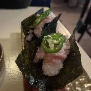Jalapeno Hamachi Hand Roll