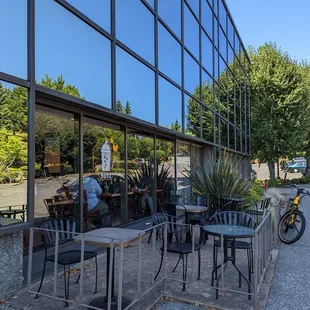 Outside the bubble tea shop - outdoor patio seating