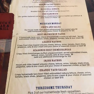 menu