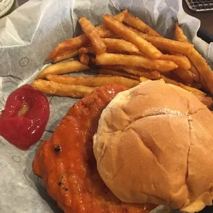 a burger and french fries