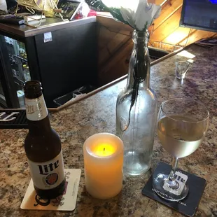 a beer and a candle