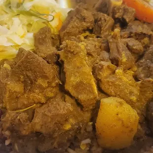 Large goat curry and cabbage, disappointing.