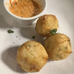 Areancini balls with vodka sauce to dip. 5 total in the order.
