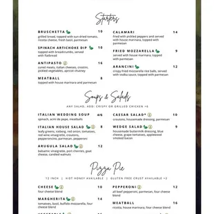 Appetizer menu