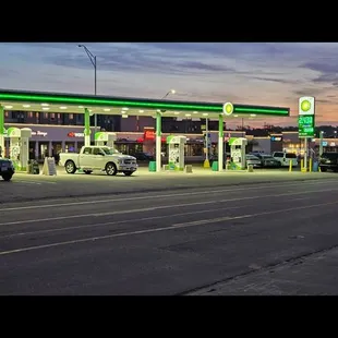 Gas station with full service pumps and 2  diesel  pumps