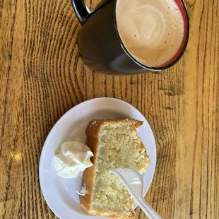 Hot, coconut cake and hot coffee, the best