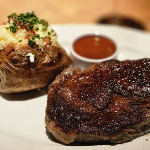 16oz Ribeye and a loaded baked potato