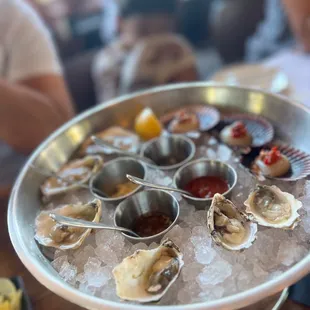 Mix of oysters and scallops