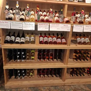 a display of bottles of wine