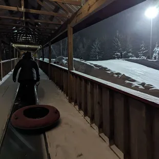Buck Hill snow tubing hills with convenient conveyor belt escalator