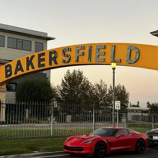 The Bakersfield sign in the front of Crystal Palace