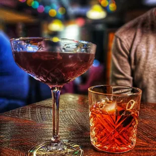 Meat raffle Manhattan + barrel aged Manhattan