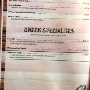 menu