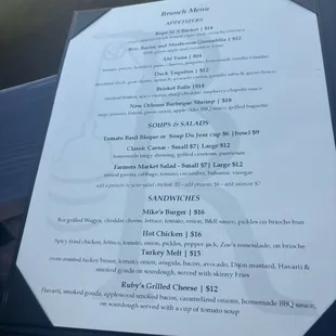 Brunch menu!