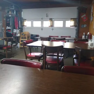 tables and chairs in a restaurant