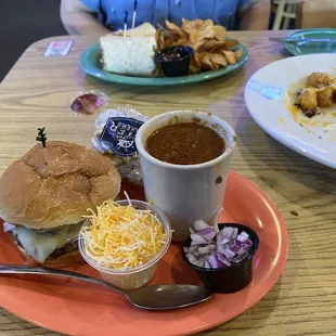 Fiesta burger chili and chicken wrap