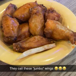 Wings looked like the Tyson Frozen party wings in a bag at Kroger. Tasted worse than those. Smh