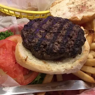 Open 1/2 pound burger