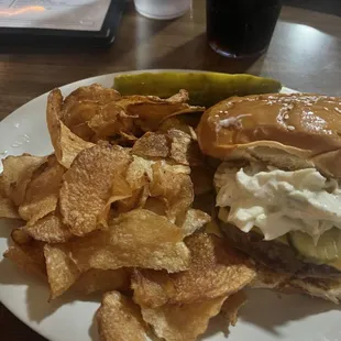 Buckeye burger and chips