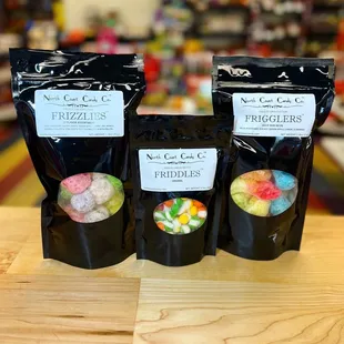 three bags of pickles