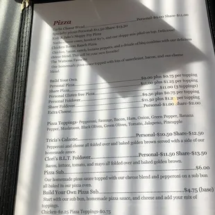 a menu on a table