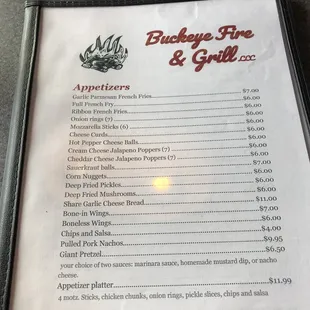 menu and prices