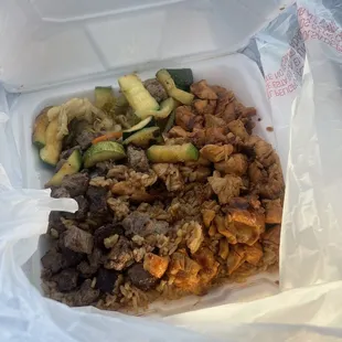 Steak and chicken Hibachi  Chicken was really flavorful but the steak had no flavor!