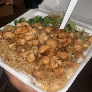 Onion Habachi chicken  Broccoli  Cabbage