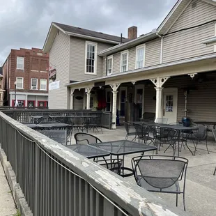tables and chairs outside a restaurant