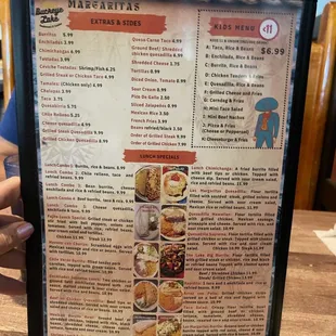a menu for the restaurant