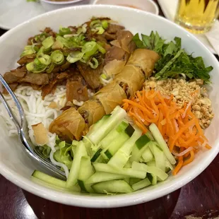 Grilled pork and spring roll vermicelli