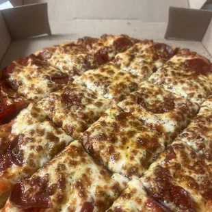 Pepperoni pizza with extra cheese