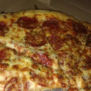 Cheesey pepperoni pizza with garlic crust YUM #BestThingIAteCbus