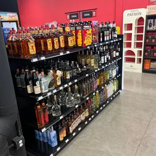 a liquor section in a store