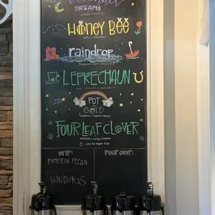 a menu on a chalkboard