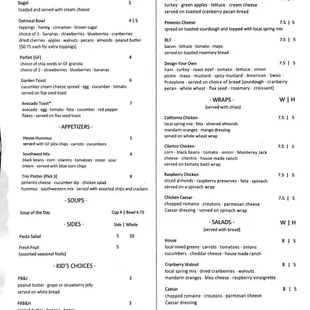 Food menu