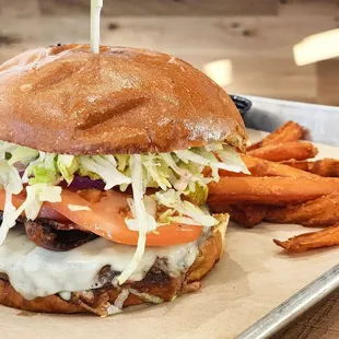 California burger with sweet potato fries make it a combo