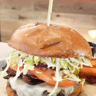 California burger with sweet potato fries make it a combo