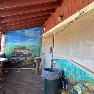 a painted mural of a tractor