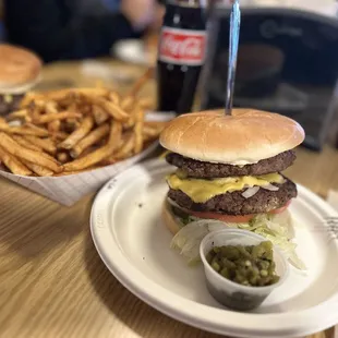 Buckhorn burger (double) and fries