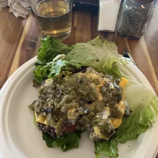 Tortilla Green Chili Cheese Burger