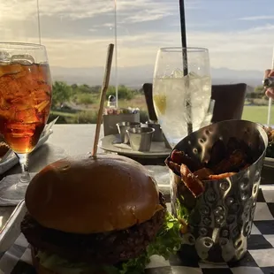 Delicious burger with a view!